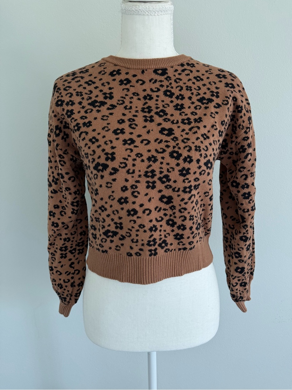 Janie and Jack Girls Leopard Drop Sleeve Brown and Black Leopard Print Sweater